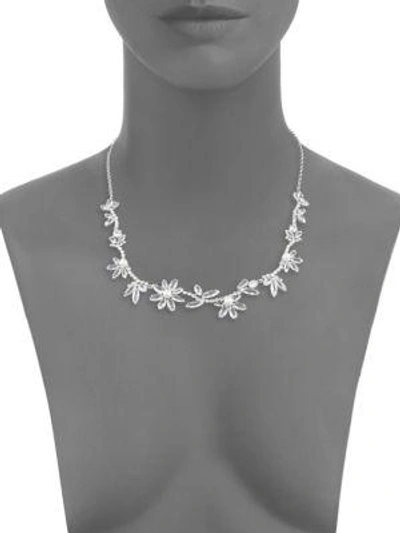 Shop Kate Spade Small Jewell Necklace In Clear Silver