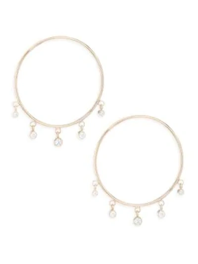 Shop Zoë Chicco Women's Gold Hoop Diamond Drop Earrings In Yellow Gold