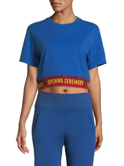 Shop Opening Ceremony Cropped Logo Tee In Railroad Blue