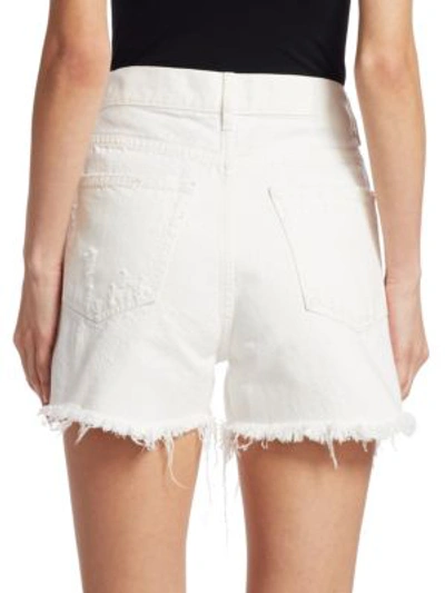 Shop R13 Shredded Slouch Denim Shorts In Willie White