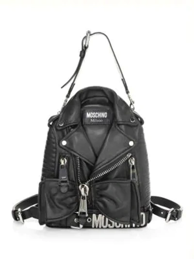 Shop Moschino Biker Convertible Backpack In Black