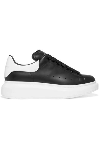 Shop Alexander Mcqueen Leather Exaggerated-sole Sneakers