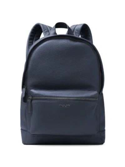 Shop Michael Kors Bryant Pebble-textured Leather Backpack In Navy