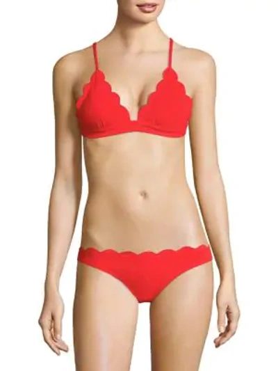 Shop Marysia Fixed Triangle Bikini Top In Red