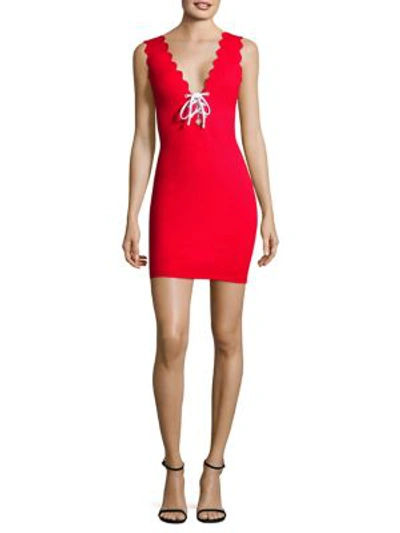 Shop Marysia Amagansett Lace-up Dress In Red White
