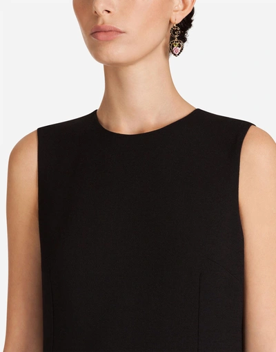 Shop Dolce & Gabbana Wool Dress Embroidered With Sequins In Black