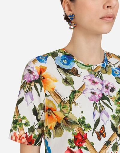 Shop Dolce & Gabbana Printed Cotton Top In Multicolor