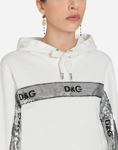 Shop Dolce & Gabbana Jersey Sweatshirt With Hood In White