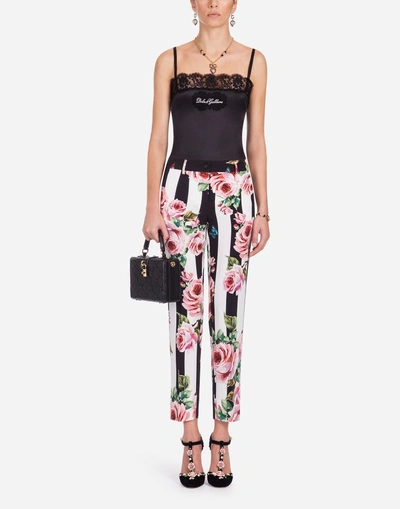 Shop Dolce & Gabbana Pants In Printed Cady In Multicolor