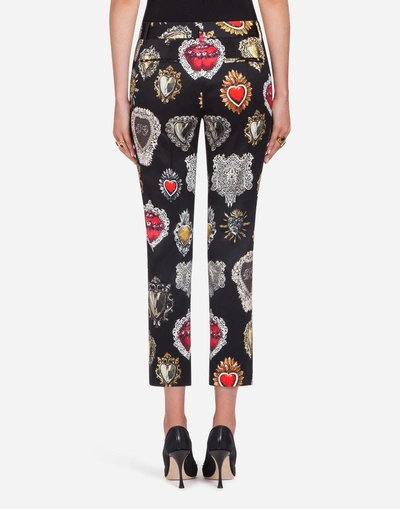 Shop Dolce & Gabbana Pants In Printed Cotton Drill In Black