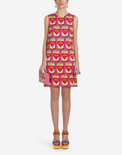 Dolce & Gabbana Amore Can A-line Print Dress In Fuchsia | ModeSens