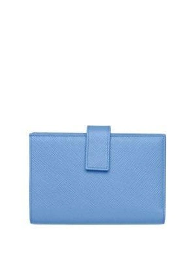 Shop Smythson Cross-grain Leather Wallet In Blue