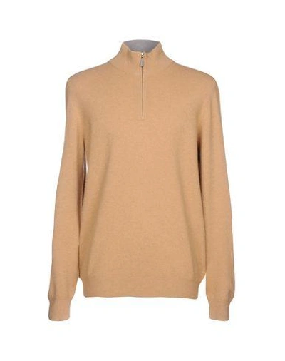 Shop Gran Sasso Sweater With Zip In Camel