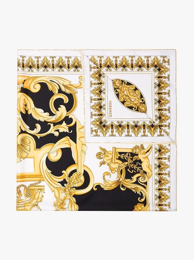 Shop Versace Silk Baroque Print Foulard Scarf In Multicolour