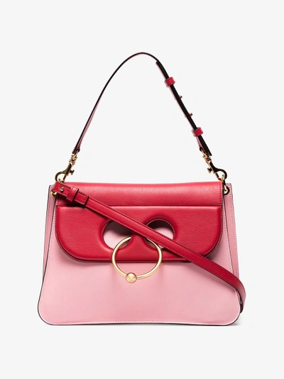 Shop Jw Anderson Pink Pierce Medium Leather Shoulder Bag In Pink&purple