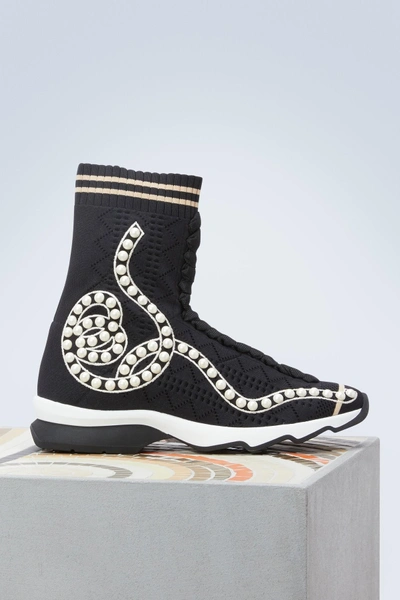 Shop Fendi Sock Sneakers In Ne Orset+camel Perla