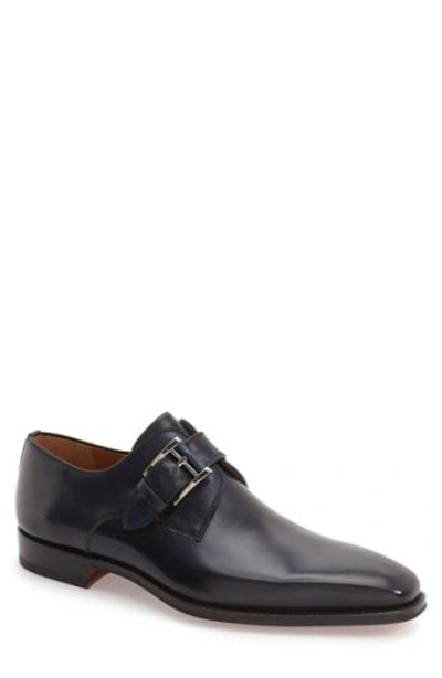 Shop Magnanni Marco Monk Strap Loafer In Navy Leather