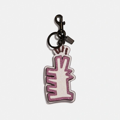Shop Coach X Keith Haring Bag Charm In Ice Pink/black