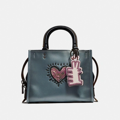 Shop Coach X Keith Haring Bag Charm In Ice Pink/black