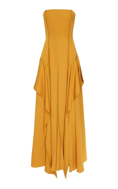 Shop Adeam Layered Flounce Gown In Yellow