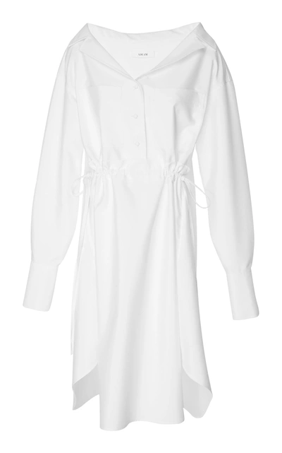 Shop Adeam Drawstring Shirt Dress In White