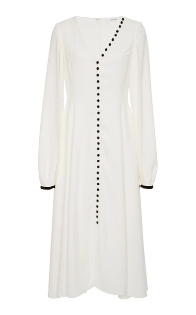 Shop Adeam Buttoned V-neck Dress In White
