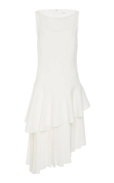 Shop Adeam Pleated Moga Dress In White