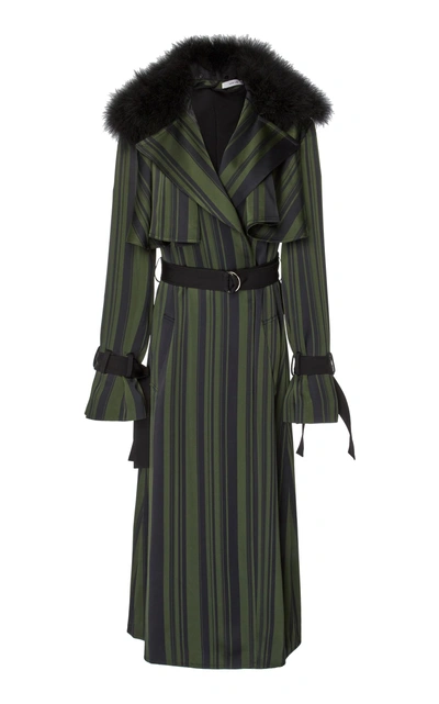 Shop Adeam Ruffle Robe Trench Coat In Stripe