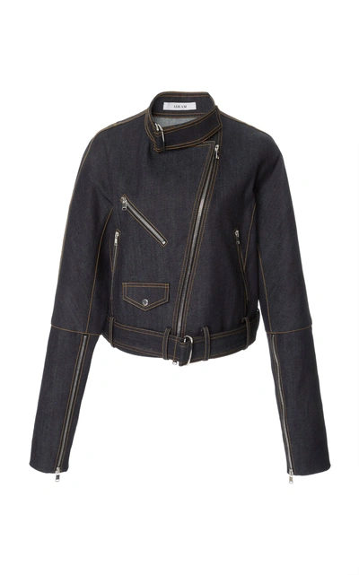 Shop Adeam Denim Moto Jacket In Blue