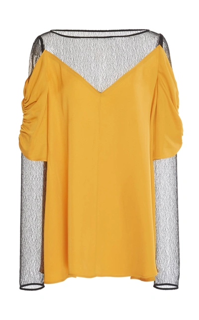 Shop Adeam Layered Lace Top In Yellow