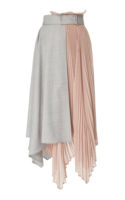 Shop Adeam Pleated Wrap Skirt In Grey