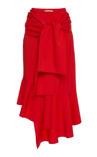 Shop Adeam Tie Wrap Skirt In Red