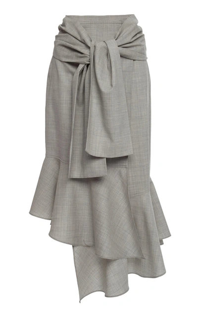 Shop Adeam Tie Wrap Skirt In Grey