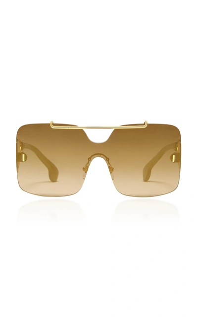 Shop Philippe Chevallier Box Rimless Sunglasses In Brown