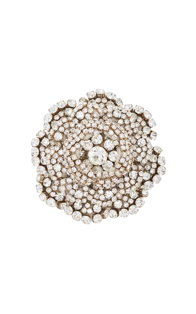 Shop Rebecca De Ravenel Ava Crystal Brooch In White