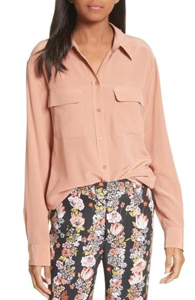 Shop Equipment 'signature' Silk Shirt In Wilted Rose
