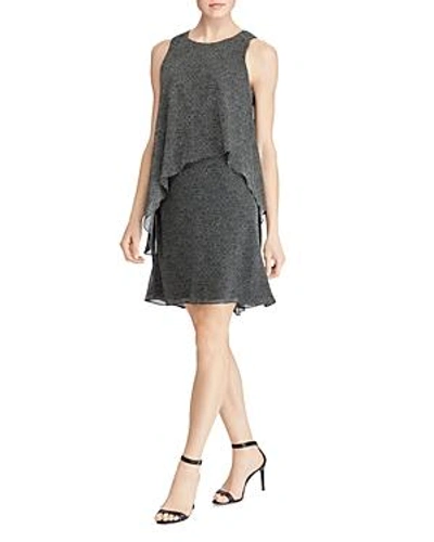 Shop Ralph Lauren Lauren  Tiered Overlay Dress In Black/colonial Cream