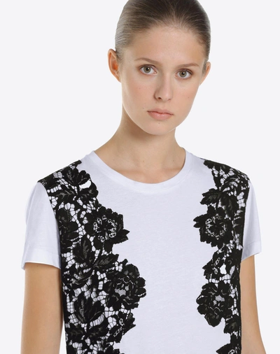 Shop Valentino Heavy Lace T-shirt Women White 100% Cotone S