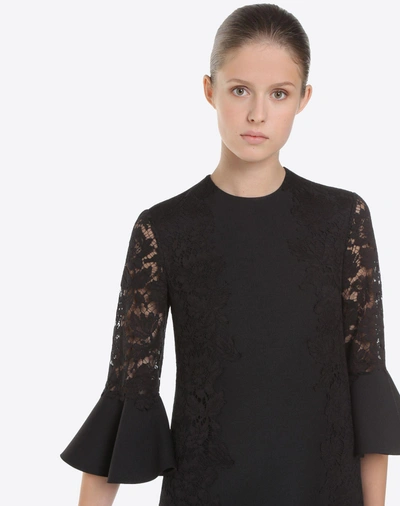 Shop Valentino Crêpe Couture And Heavy Lace Dress In Black