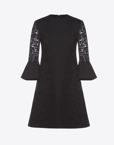 Shop Valentino Crêpe Couture And Heavy Lace Dress In Black