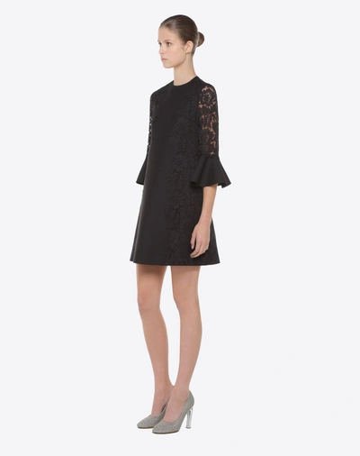 Shop Valentino Crêpe Couture And Heavy Lace Dress In Black