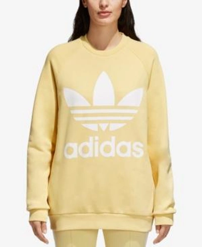 Shop Adidas Originals Adicolor Over-sized Trefoil Sweatshirt In Yellow