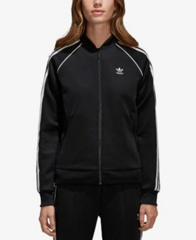 Shop Adidas Originals Adicolor Superstar Three-stripe Track Jacket In Black
