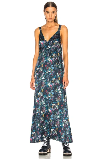 Shop R13 Long Slip Dress In Blue,floral