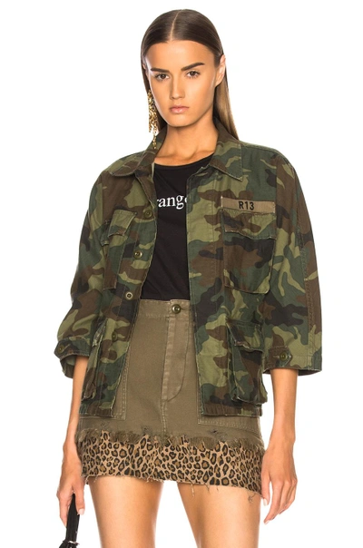 Shop R13 Shrunken Abu Jacket In Abstract,green