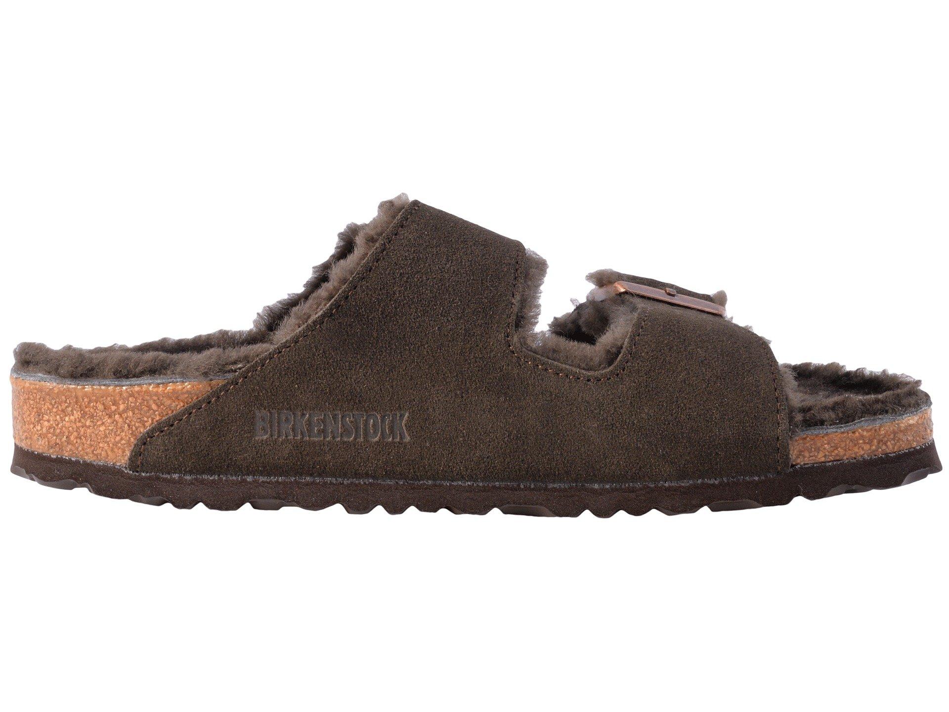 birkenstock arizona shearling mocha suede sandal