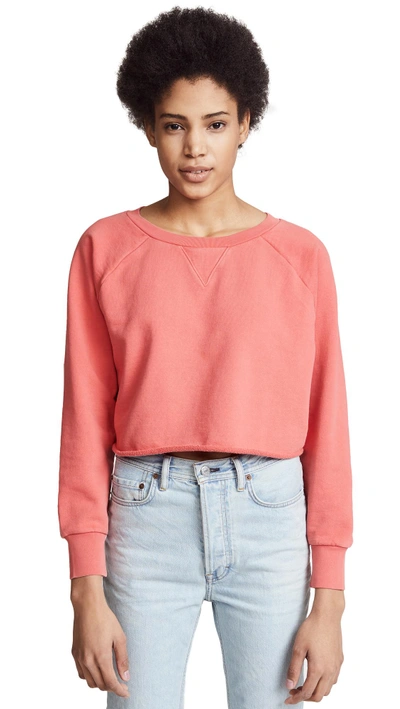 Shop Frame Gusset Cropped Long Sleeve Top In Faded Summer Red