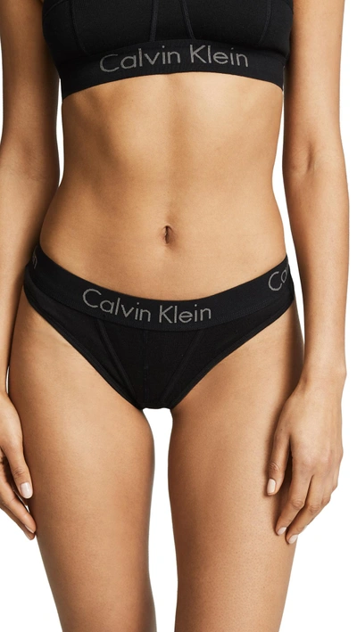 Shop Calvin Klein Underwear Cotton Thong In Black