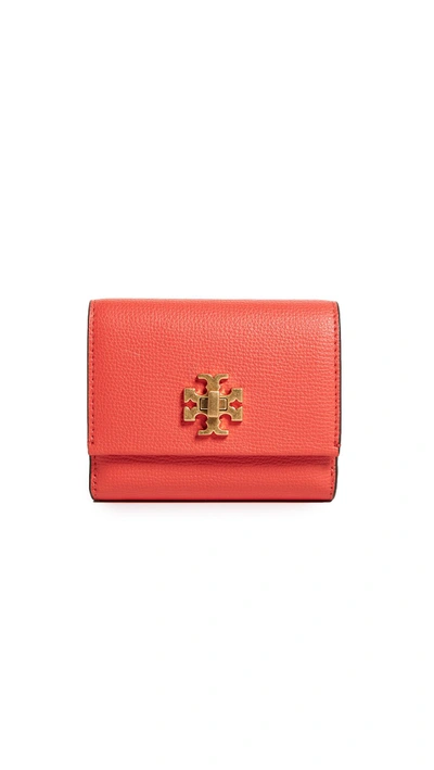 Shop Tory Burch Kira Foldable Medium Wallet In Exotic Red/pink