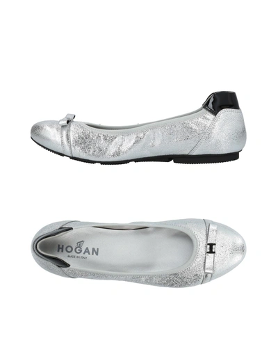 Shop Hogan Ballet Flats In Silver